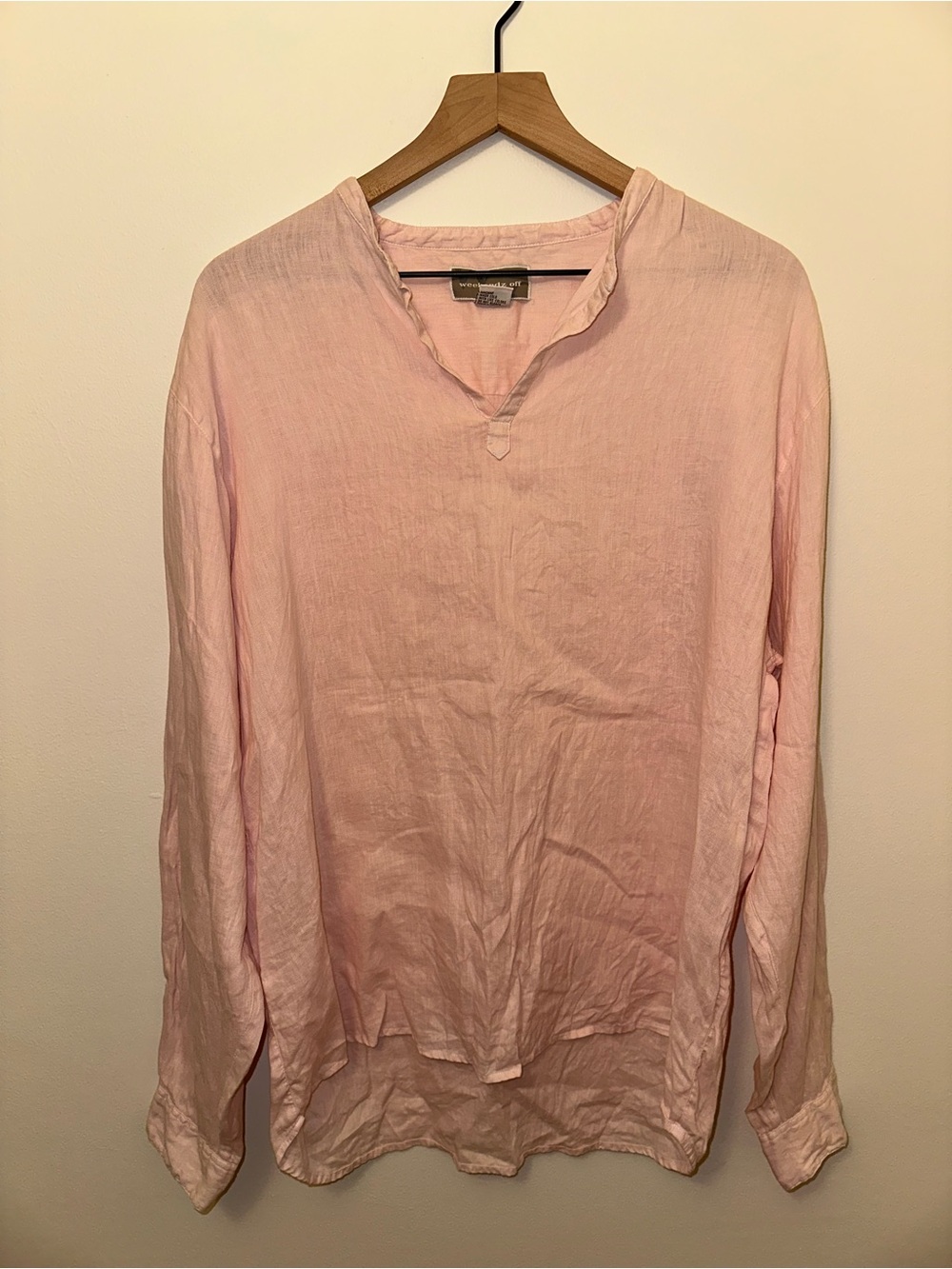 Weekendz Off 100% Linen Blush Pink Tunic Blouse Top